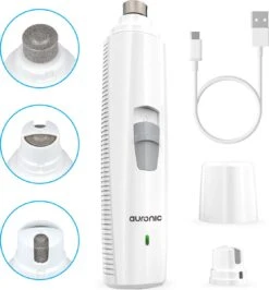 Auronic Elektrische Nagelvijl - Voor Dieren - Oplaadbaar - Draadloos - Diamant Vijlkop - Hond/Katten - Wit