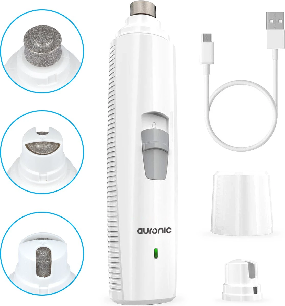 Auronic Elektrische Nagelvijl - Voor Dieren - Oplaadbaar - Draadloos - Diamant Vijlkop - Hond/Katten - Wit 3 Auronic Elektrische Nagelvijl - Voor Dieren - Oplaadbaar - Draadloos - Diamant Vijlkop - Hond/Katten - Wit