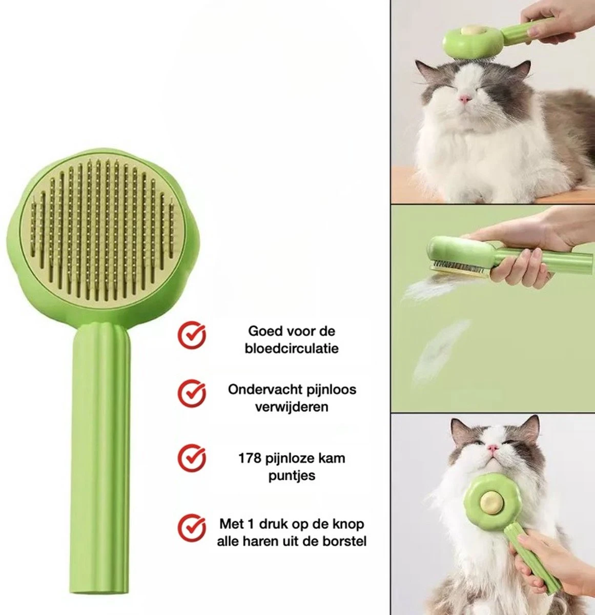 QT Petshop - Haarverwijderaar Voor Huisdieren - Groene Kattenborstel - Furminator Hondenborstel - Anti-Klit - Diervriendelijk - Dierenverzorging 4 QT Petshop - Haarverwijderaar Voor Huisdieren - Groene Kattenborstel - Furminator Hondenborstel - Anti-Klit - Diervriendelijk - Dierenverzorging - Afbeelding 2