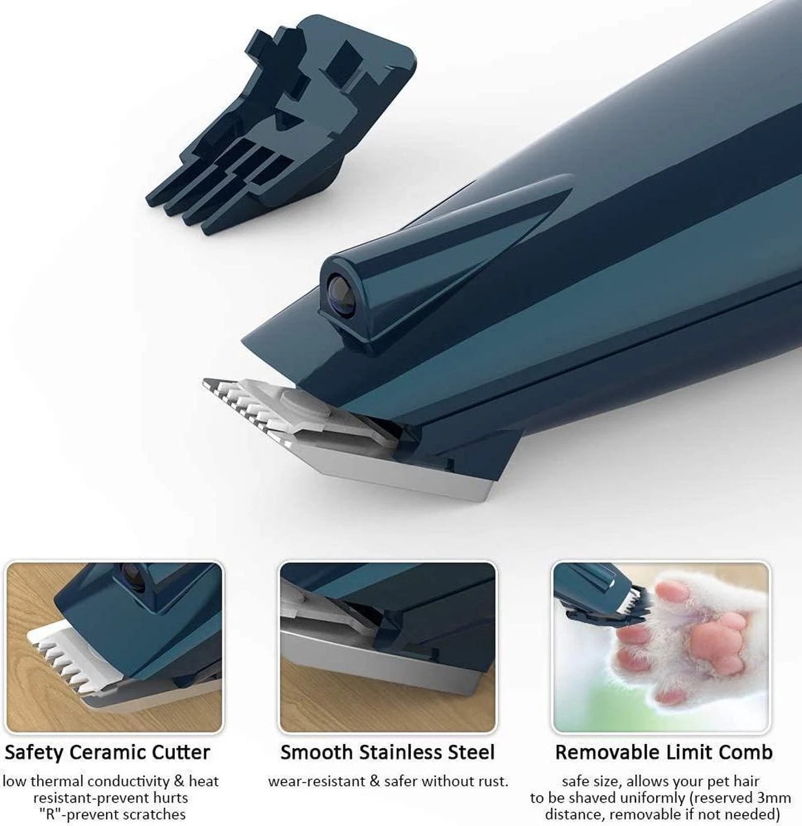 Buxibo Professionele Dieren Tondeuse Set - Tondeuse + Schaar - Voor Huisdieren Honden & Katten - Draadloos - Oplaadbare Pet Trimmer - Precieze Clipper - Low Noise 3 Buxibo Professionele Dieren Tondeuse Set - Tondeuse + Schaar - Voor Huisdieren Honden & Katten - Draadloos - Oplaadbare Pet Trimmer - Precieze Clipper - Low Noise - Afbeelding 2