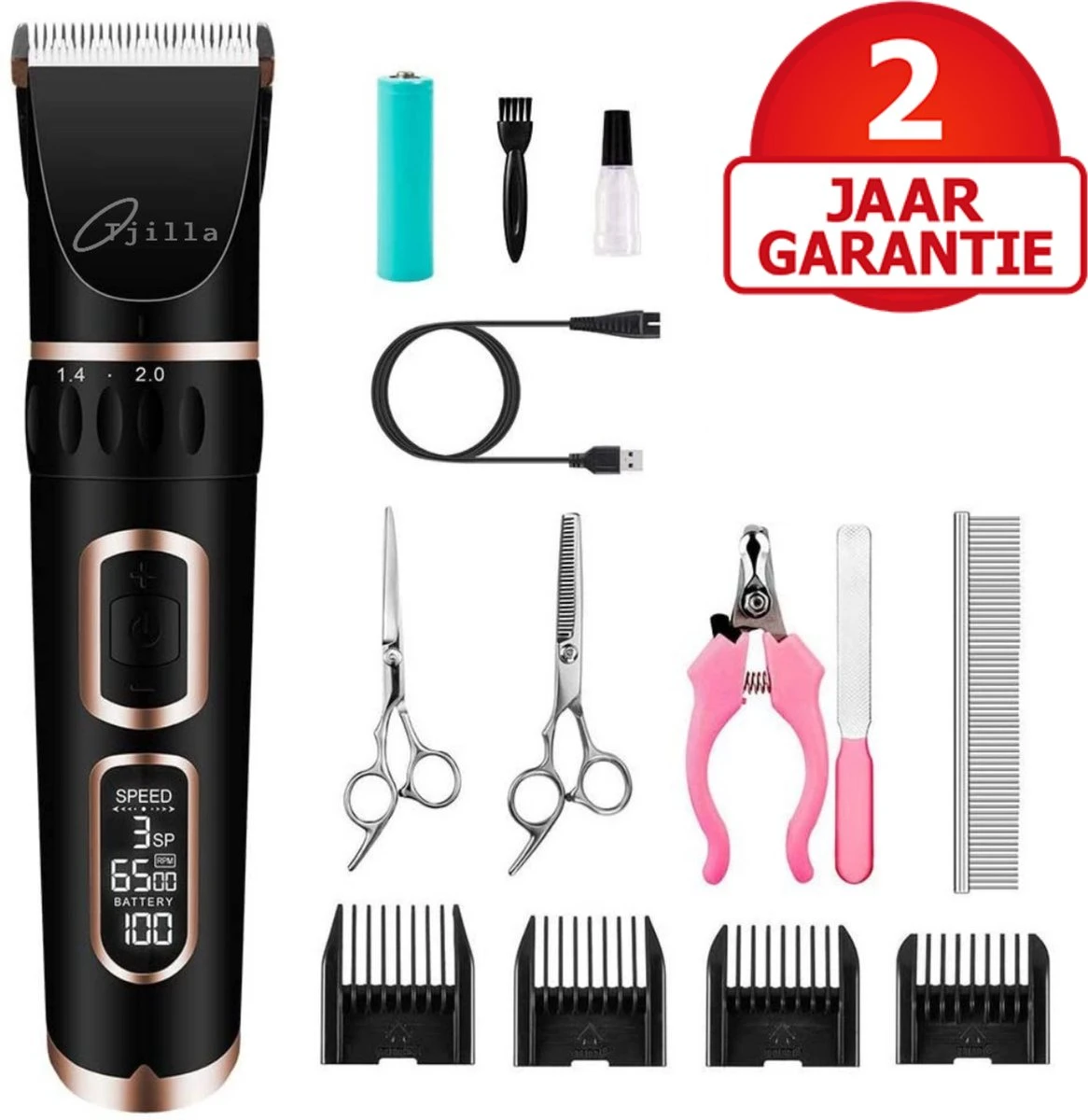 Tjilla Professionele Dieren/honden Tondeuse Set Extra Krachtig - Honden Trimmer - Lang Of Kortharige Huisdieren Katten & Honden - Draadloos - Weinig Geluid 3 Tjilla Professionele Dieren/honden Tondeuse Set Extra Krachtig - Honden Trimmer - Lang Of Kortharige Huisdieren Katten & Honden - Draadloos - Weinig Geluid