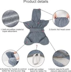 Super Absorberende Honden Badjas Grijs Maat L -DierenPlezier 1178x1200 1