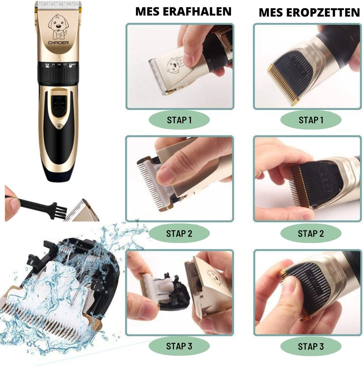 Thuys Hondentondeuse Set Voor Dikke Vacht - Tondeuse Set Voor Honden Draadloos - Set Voor Langharige Honden Met 4 Opzetstukken 7 Thuys Hondentondeuse Set Voor Dikke Vacht - Tondeuse Set Voor Honden Draadloos - Set Voor Langharige Honden Met 4 Opzetstukken - Afbeelding 6