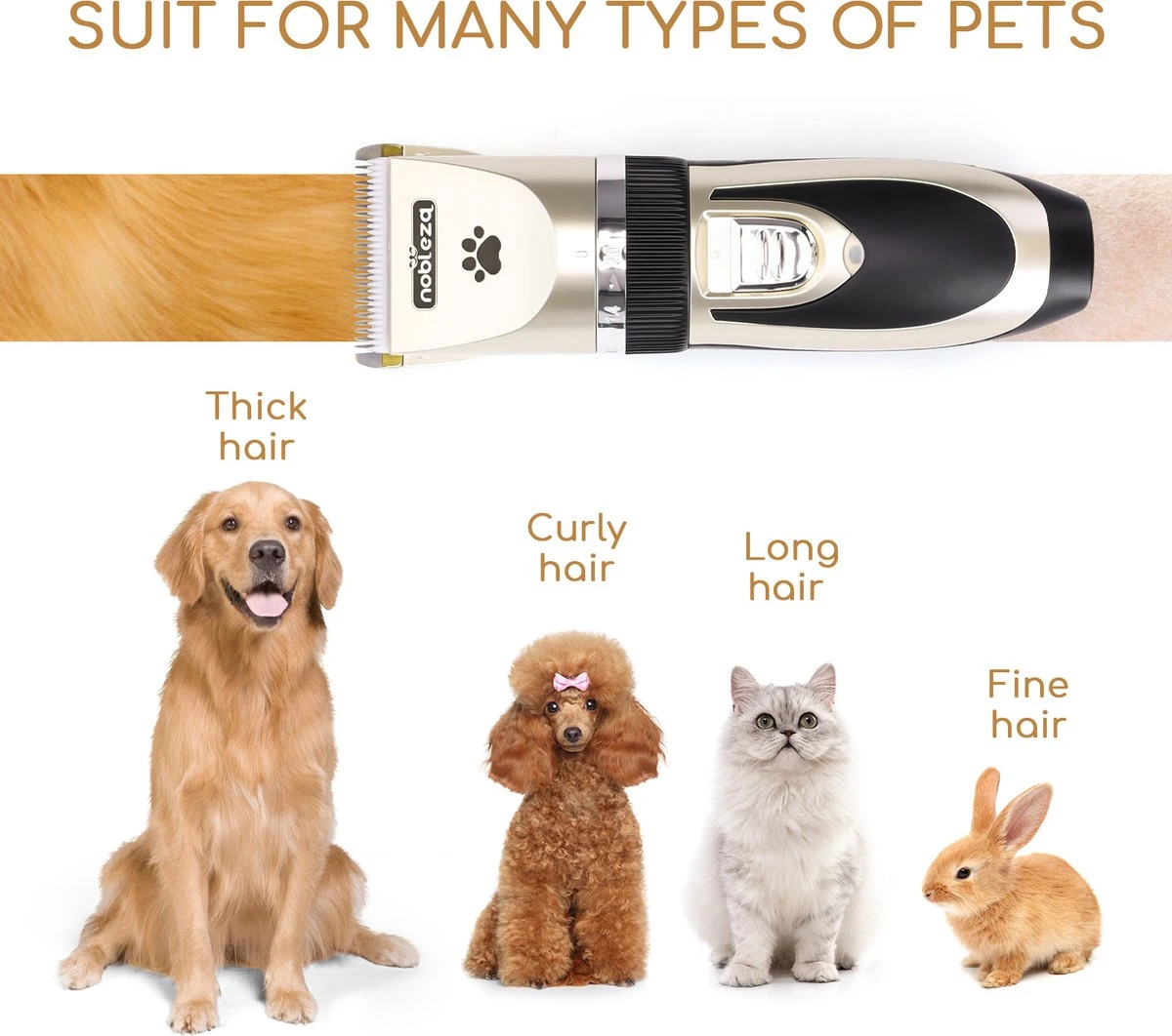 Nobleza B78 - Dieren Tondeuse Set - 4 Opzetkammen - Voor Huisdieren Katten & Honden - Draadloos 9 Nobleza B78 - Dieren Tondeuse Set - 4 Opzetkammen - Voor Huisdieren Katten & Honden - Draadloos - Afbeelding 7