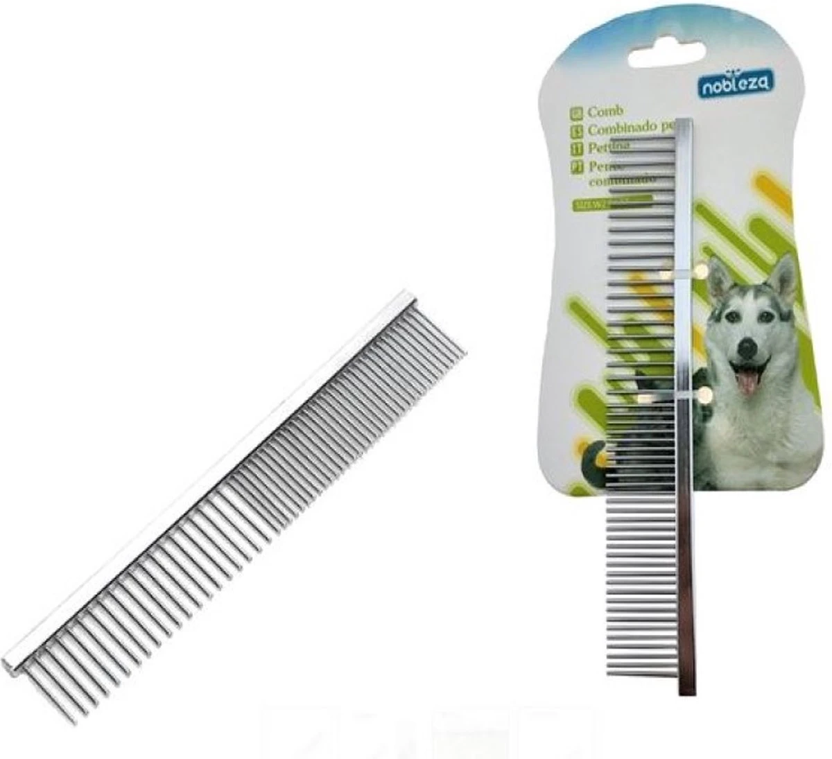 Nobleza Dierenkam - Vachtkam - Hondenkam - Kattenkam - RVS - Grof En Fijn 4 Nobleza Dierenkam - Vachtkam - Hondenkam - Kattenkam - RVS - Grof En Fijn - Afbeelding 2