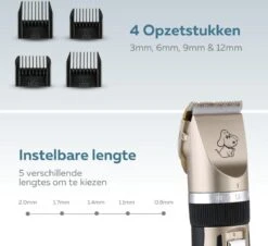 BYER Professionele Dieren Tondeuse Set - Voor Huisdieren Katten & Honden - Draadloos - Oplaadbare Pet Trimmer - Dog Tondeuze Clipper - 5 Standen & Vier Opzetkammen - Low Noise 13 BYER Professionele Dieren Tondeuse Set - Voor Huisdieren Katten & Honden - Draadloos - Oplaadbare Pet Trimmer - Dog Tondeuze Clipper - 5 Standen & Vier Opzetkammen - Low Noise -DierenPlezier 1200x1096