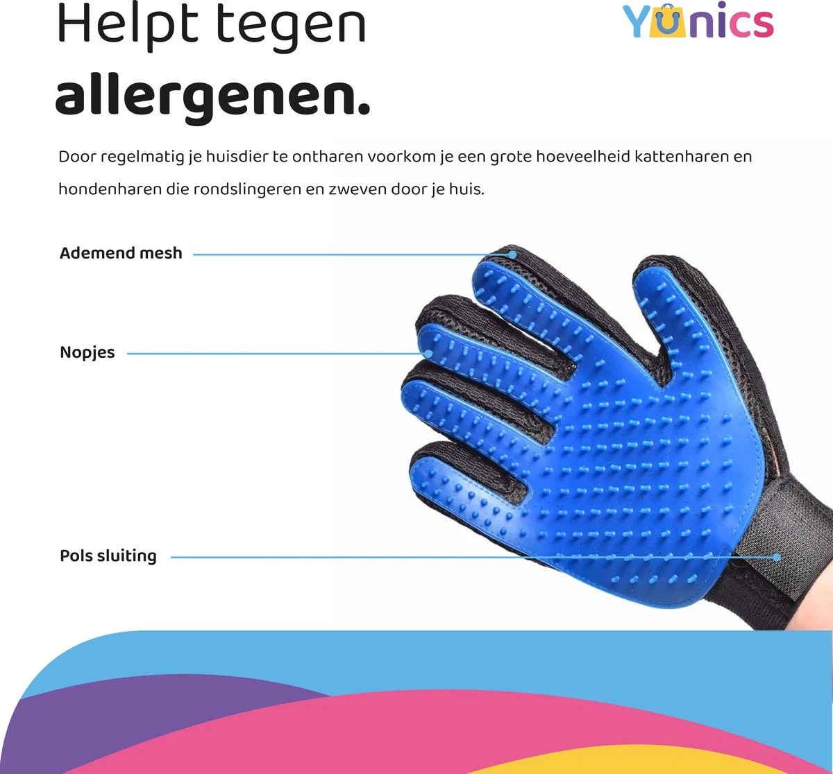 YUNICS® Dieren Handschoen - Haarverwijderaar Voor Huisdieren - Kattenborstel - Hondenborstel - Hondenkam - Kattenhaarverwijderaar - Blauw 3 YUNICS® Dieren Handschoen - Haarverwijderaar Voor Huisdieren - Kattenborstel - Hondenborstel - Hondenkam - Kattenhaarverwijderaar - Blauw - Afbeelding 2