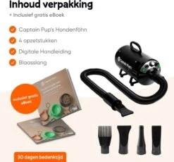 Captain Pup's Professionele Hondenföhn Met 4 Opzetstukken - Bijgeleverde Hondenborstel - Waterblazer Voor Honden - Zwart 15 Captain Pup's Professionele Hondenföhn Met 4 Opzetstukken - Bijgeleverde Hondenborstel - Waterblazer Voor Honden - Zwart -DierenPlezier 1200x1116