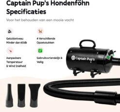 Captain Pup's Professionele Hondenföhn Met 4 Opzetstukken - Bijgeleverde Hondenborstel - Waterblazer Voor Honden - Zwart 12 Captain Pup's Professionele Hondenföhn Met 4 Opzetstukken - Bijgeleverde Hondenborstel - Waterblazer Voor Honden - Zwart -DierenPlezier 1200x1117 2