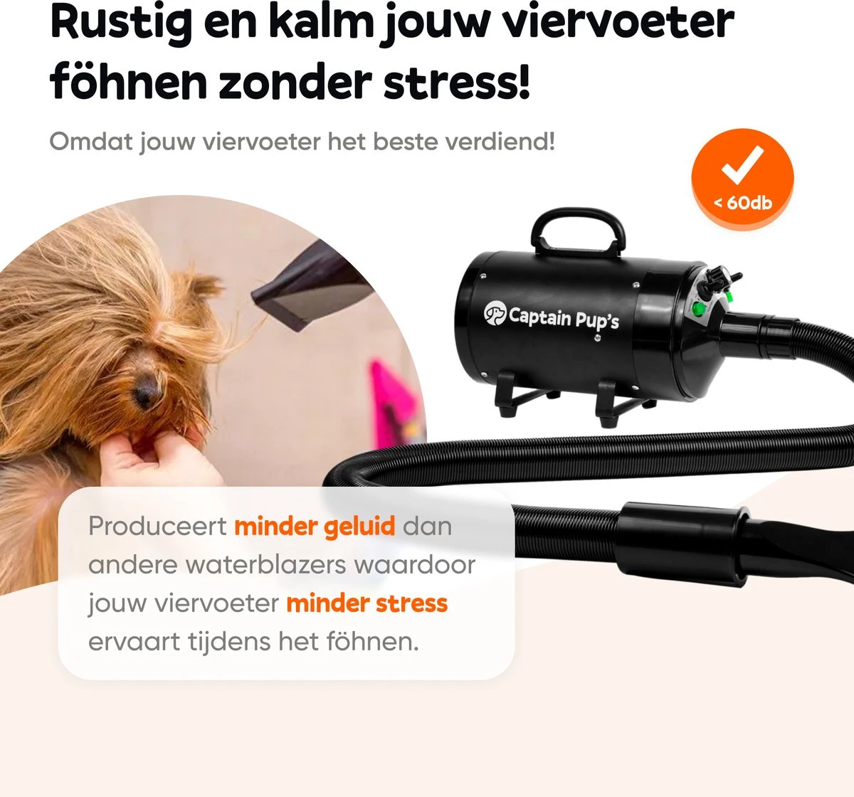 Captain Pup's Professionele Hondenföhn Met 4 Opzetstukken - Bijgeleverde Hondenborstel - Waterblazer Voor Honden - Zwart 7 Captain Pup's Professionele Hondenföhn Met 4 Opzetstukken - Bijgeleverde Hondenborstel - Waterblazer Voor Honden - Zwart - Afbeelding 5