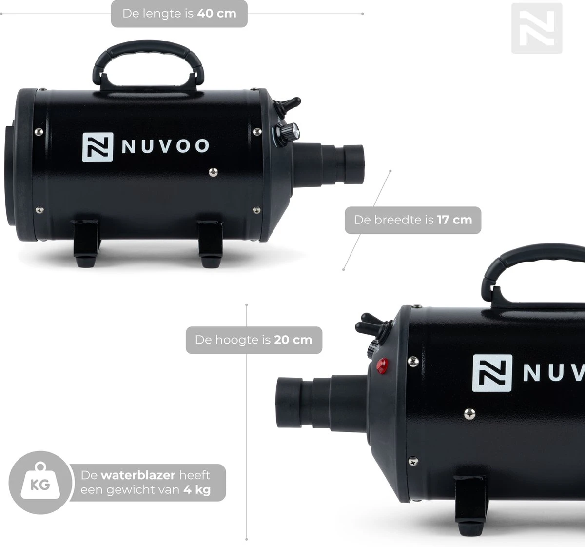 Nuvoo Professionele Hondenföhn / Waterblazer / Hondenborstel Met 3 Opzetstukken - Verstelbare Vermogen Tot 2200W - Warme / Koude Stand - Zwart 4 Nuvoo Professionele Hondenföhn / Waterblazer / Hondenborstel Met 3 Opzetstukken - Verstelbare Vermogen Tot 2200W - Warme / Koude Stand - Zwart - Afbeelding 2