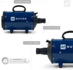 Nuvoo Professionele Hondenföhn / Waterblazer / Hondenborstel Met 3 Opzetstukken - Verstelbare Vermogen Tot 2200W - Warme / Koude Stand - Blauw 14 Nuvoo Professionele Hondenföhn / Waterblazer / Hondenborstel Met 3 Opzetstukken - Verstelbare Vermogen Tot 2200W - Warme / Koude Stand - Blauw -DierenPlezier 1200x1140 4