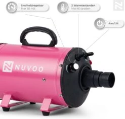 Nuvoo Professionele Hondenföhn / Waterblazer / Hondenborstel Met 3 Opzetstukken - Verstelbare Vermogen Tot 2200W - Warme / Koude Stand - Roze 13 Nuvoo Professionele Hondenföhn / Waterblazer / Hondenborstel Met 3 Opzetstukken - Verstelbare Vermogen Tot 2200W - Warme / Koude Stand - Roze -DierenPlezier 1200x1140 5