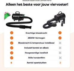 Captain Pup's Professionele Hondenföhn Met 4 Opzetstukken - Bijgeleverde Hondenborstel - Waterblazer Voor Honden - Zwart 16 Captain Pup's Professionele Hondenföhn Met 4 Opzetstukken - Bijgeleverde Hondenborstel - Waterblazer Voor Honden - Zwart -DierenPlezier 1200x1153 3