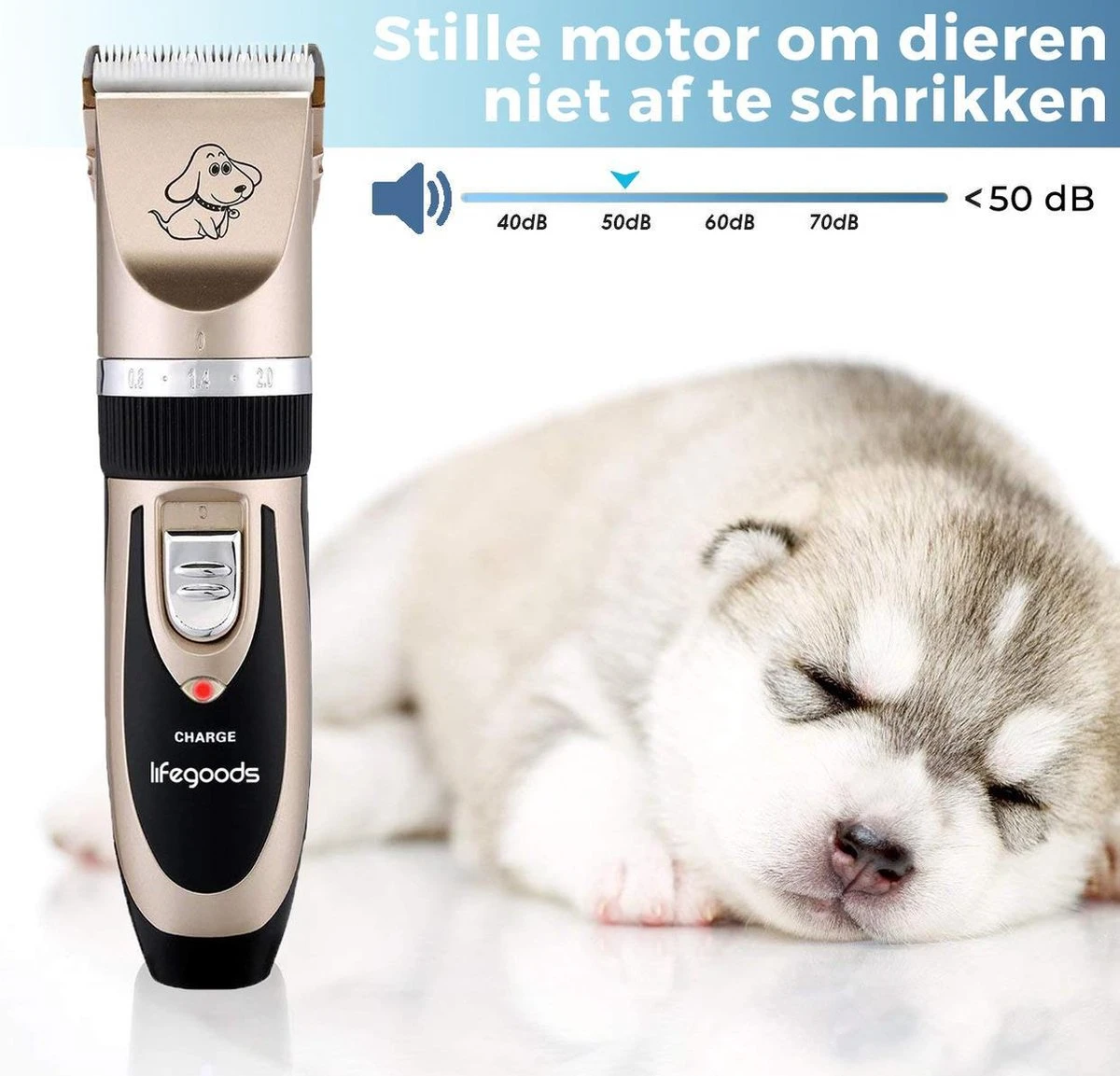 LifeGoods Hondentondeuse - Voor Katten En Honden - Complete Set - 5 Standen - Draadloos - Oplaadbaar - Goud/Zwart 9 LifeGoods Hondentondeuse - Voor Katten En Honden - Complete Set - 5 Standen - Draadloos - Oplaadbaar - Goud/Zwart - Afbeelding 7