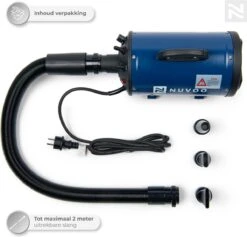 Nuvoo Professionele Hondenföhn / Waterblazer / Hondenborstel Met 3 Opzetstukken - Verstelbare Vermogen Tot 2200W - Warme / Koude Stand - Blauw 18 Nuvoo Professionele Hondenföhn / Waterblazer / Hondenborstel Met 3 Opzetstukken - Verstelbare Vermogen Tot 2200W - Warme / Koude Stand - Blauw -DierenPlezier 1200x1153 7