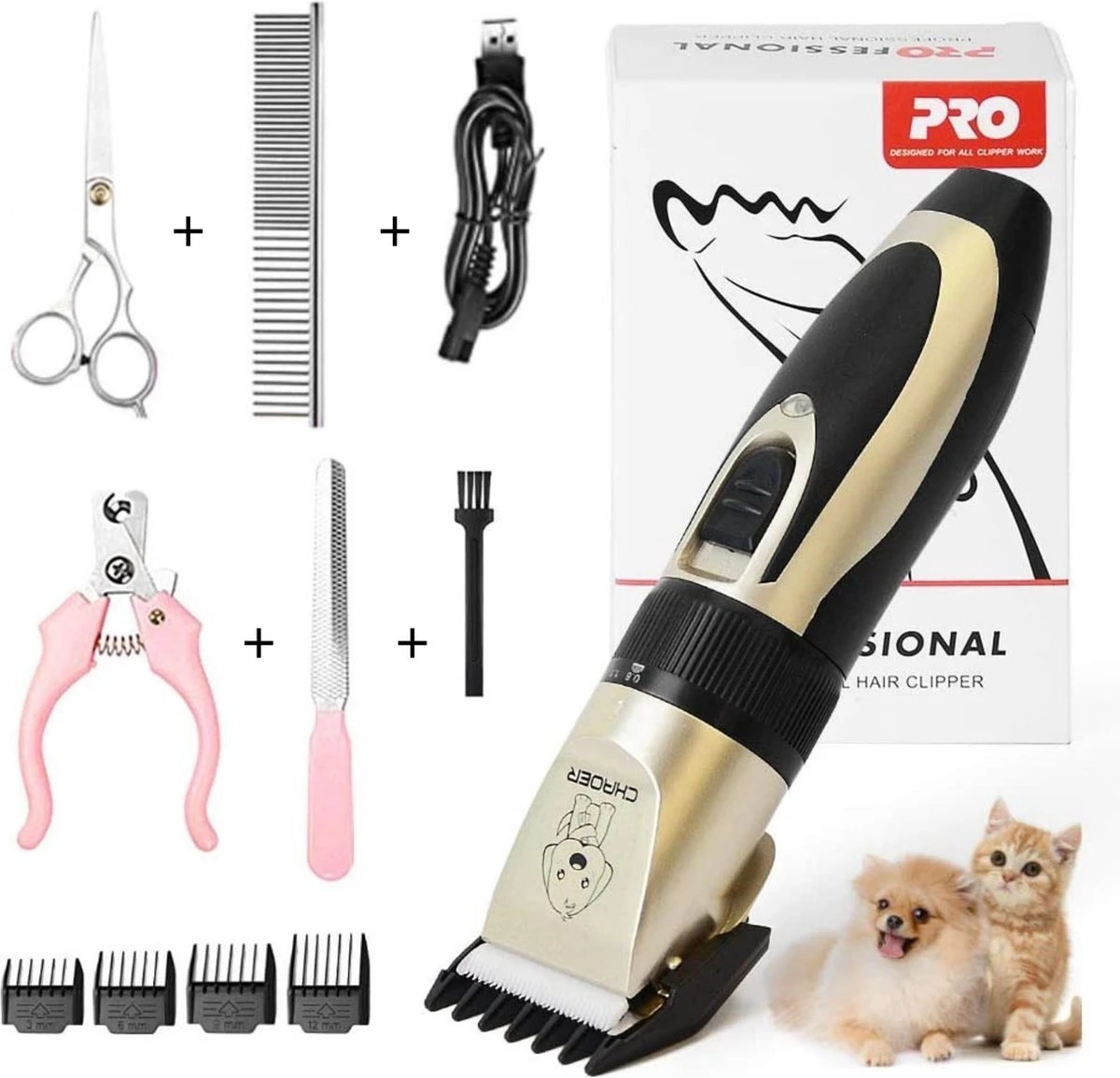 Thuys Hondentondeuse Set Voor Dikke Vacht - Tondeuse Set Voor Honden Draadloos - Set Voor Langharige Honden Met 4 Opzetstukken 2 Thuys Hondentondeuse Set Voor Dikke Vacht - Tondeuse Set Voor Honden Draadloos - Set Voor Langharige Honden Met 4 Opzetstukken