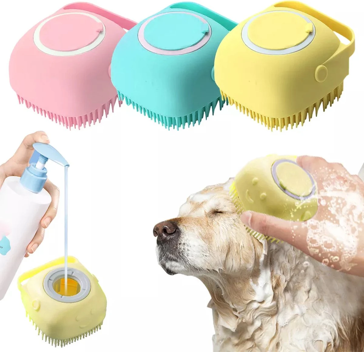 Merkloos Dierenborstel - Douche - Bad - Hond - Kat - Vachtverzorging - Scrubber - Borstel 4 Merkloos Dierenborstel - Douche - Bad - Hond - Kat - Vachtverzorging - Scrubber - Borstel - Afbeelding 2