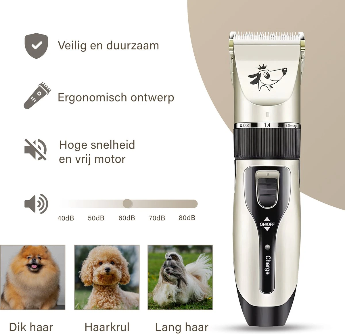 Thuys Hondentondeuse Set Voor Dikke Vacht - Tondeuse Set Voor Honden Draadloos - Set Voor Langharige Honden Met 4 Opzetstukken 4 Thuys Hondentondeuse Set Voor Dikke Vacht - Tondeuse Set Voor Honden Draadloos - Set Voor Langharige Honden Met 4 Opzetstukken - Afbeelding 3