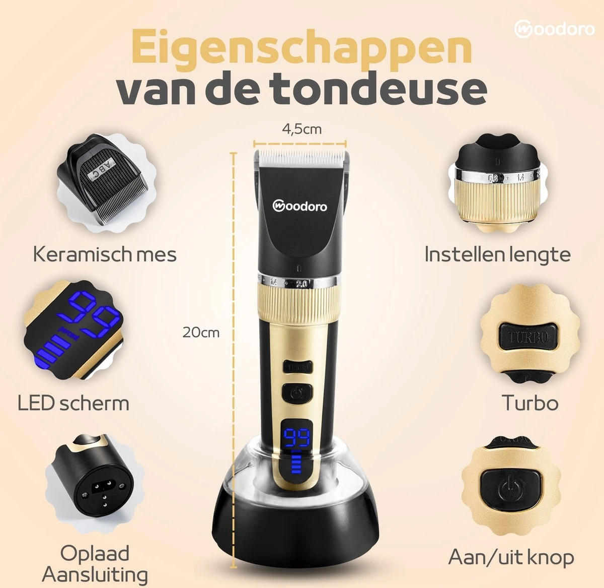 Woodoro Professionele 2-in-1 Hondentondeuse Voor Dikke Vacht – Draadloze Honden Tondeuse & Hondentrimmer – Stille Tondeuse Katten & Honden Trimset 10 Woodoro Professionele 2-in-1 Hondentondeuse Voor Dikke Vacht – Draadloze Honden Tondeuse & Hondentrimmer – Stille Tondeuse Katten & Honden Trimset - Afbeelding 8