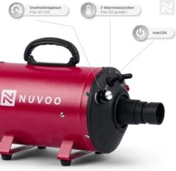 Nuvoo Professionele Hondenföhn / Waterblazer / Hondenborstel Met 3 Opzetstukken - Verstelbare Vermogen Tot 2200W - Warme / Koude Stand - Rood 12 Nuvoo Professionele Hondenföhn / Waterblazer / Hondenborstel Met 3 Opzetstukken - Verstelbare Vermogen Tot 2200W - Warme / Koude Stand - Rood -DierenPlezier 1200x1172