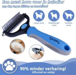 TwinQ Vachtverzorgingsset Hond/kat - Professionele 2-zijdige Ondervacht Kam - Klittenkam Voor Honden En Katten - Verwijderd Klitten En Voorkomt Haaruitval - Incl. Vlooienkam En Tandenborstel 15 TwinQ Vachtverzorgingsset Hond/kat - Professionele 2-zijdige Ondervacht Kam - Klittenkam Voor Honden En Katten - Verwijderd Klitten En Voorkomt Haaruitval - Incl. Vlooienkam En Tandenborstel -DierenPlezier 1200x1184 6