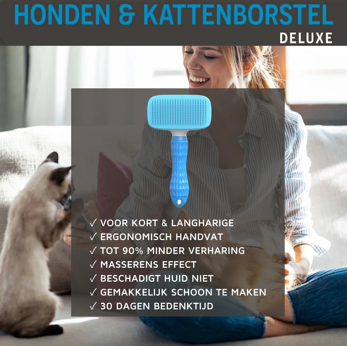 Professionele Kattenborstel/Hondenborstel + BONUS - Bovenvacht | Ondervacht - Langharige | Kortharige - Haarverwijderaar Voor Huisdieren - Kattenkam - Hondenkam 6 Professionele Kattenborstel/Hondenborstel + BONUS - Bovenvacht | Ondervacht - Langharige | Kortharige - Haarverwijderaar Voor Huisdieren - Kattenkam - Hondenkam - Afbeelding 4