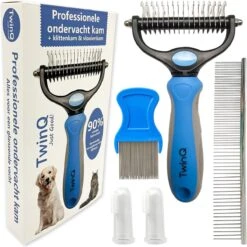 TwinQ Vachtverzorgingsset Hond/kat - Professionele 2-zijdige Ondervacht Kam - Klittenkam Voor Honden En Katten - Verwijderd Klitten En Voorkomt Haaruitval - Incl. Vlooienkam En Tandenborstel 19 TwinQ Vachtverzorgingsset Hond/kat - Professionele 2-zijdige Ondervacht Kam - Klittenkam Voor Honden En Katten - Verwijderd Klitten En Voorkomt Haaruitval - Incl. Vlooienkam En Tandenborstel -DierenPlezier 1200x1198 9