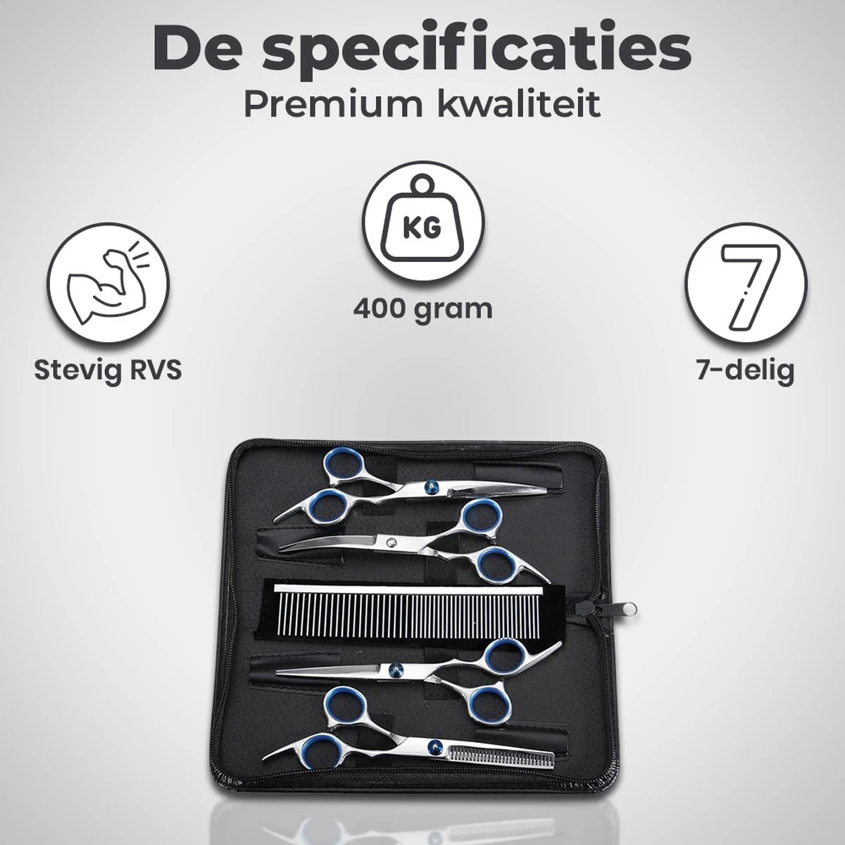 VoordeelShop 7-Delige Huisdier Knipset Met Etui - Trimmen Hond - Honden Schaar - Effileerschaar Hond - Huisdier Trimmer - Huisdier Knippen - Knipschaar Haar - Haar Schaar - Kapper - Kapperset - Scharenset 5 VoordeelShop 7-Delige Huisdier Knipset Met Etui - Trimmen Hond - Honden Schaar - Effileerschaar Hond - Huisdier Trimmer - Huisdier Knippen - Knipschaar Haar - Haar Schaar - Kapper - Kapperset - Scharenset - Afbeelding 3