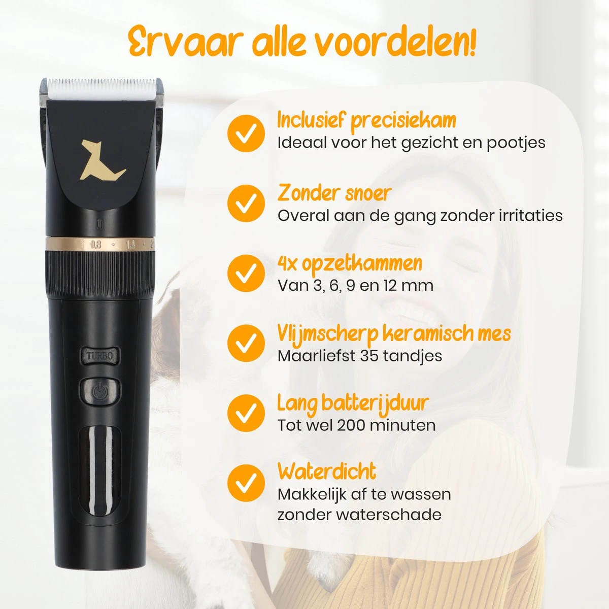 Loyalpetclub® Professionele 2-in-1 Hondentondeuse Voor Dikke Vacht – Draadloze Honden Tondeuse & Hondentrimmer – Stille Tondeuse Katten & Honden Trimset - Inclusief Opbergtasje 6 Loyalpetclub® Professionele 2-in-1 Hondentondeuse Voor Dikke Vacht – Draadloze Honden Tondeuse & Hondentrimmer – Stille Tondeuse Katten & Honden Trimset - Inclusief Opbergtasje - Afbeelding 4