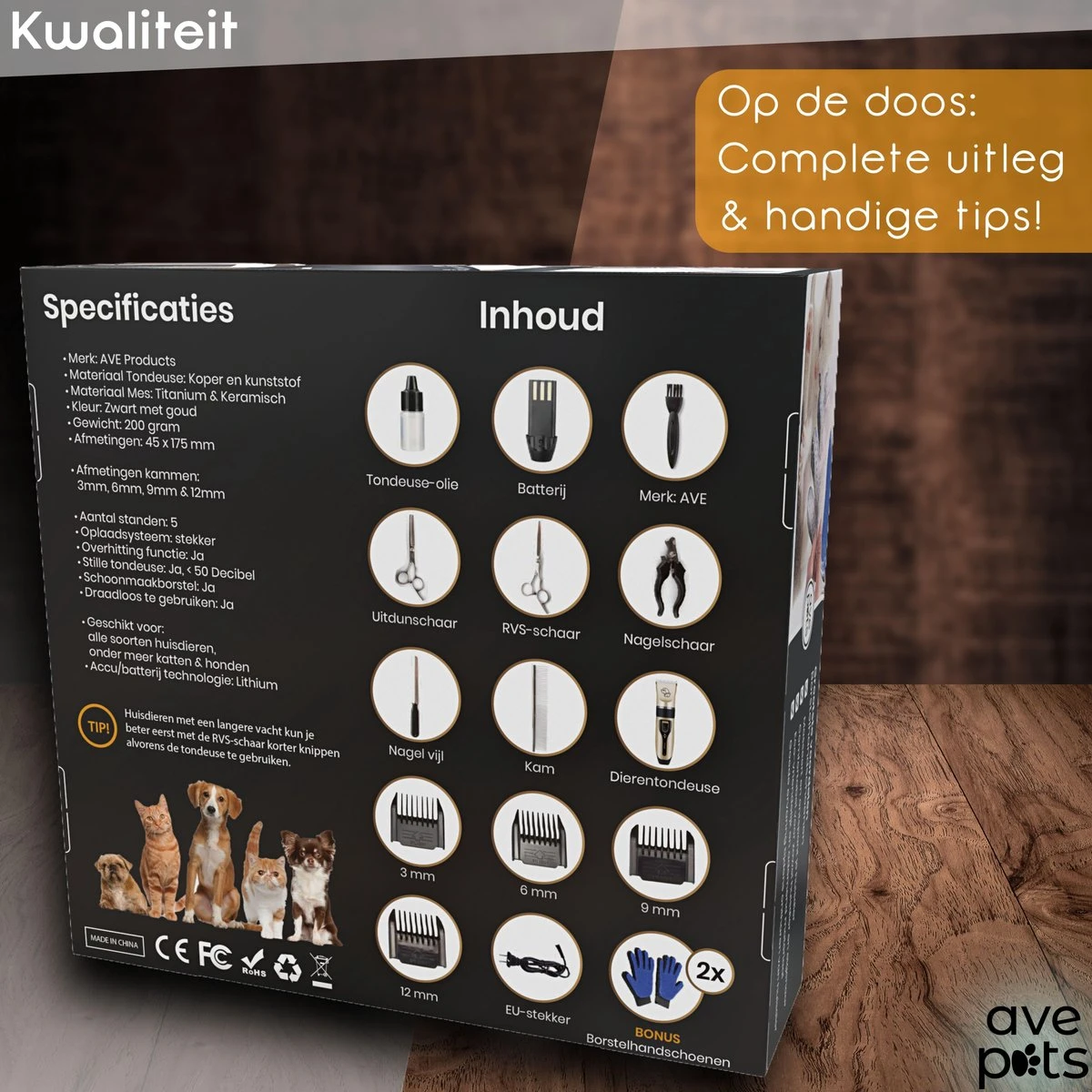 AVE Pets® Complete Hondentondeuse Set - Draadloos Tondeuse - Scheerapparaat Voor Je Hond Of Kat - Huisdier Trimmer - Professionele Dierentondeuse - Dieren Verzorging 4 AVE Pets® Complete Hondentondeuse Set - Draadloos Tondeuse - Scheerapparaat Voor Je Hond Of Kat - Huisdier Trimmer - Professionele Dierentondeuse - Dieren Verzorging - Afbeelding 2