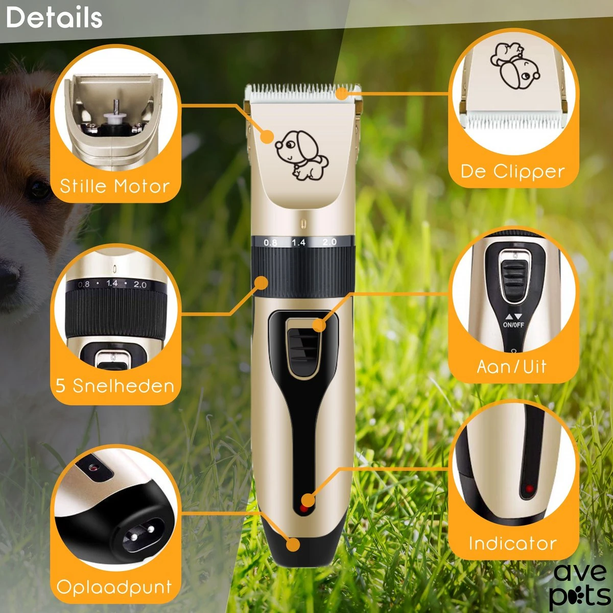 AVE Pets® Complete Hondentondeuse Set - Draadloos Tondeuse - Scheerapparaat Voor Je Hond Of Kat - Huisdier Trimmer - Professionele Dierentondeuse - Dieren Verzorging 5 AVE Pets® Complete Hondentondeuse Set - Draadloos Tondeuse - Scheerapparaat Voor Je Hond Of Kat - Huisdier Trimmer - Professionele Dierentondeuse - Dieren Verzorging - Afbeelding 3