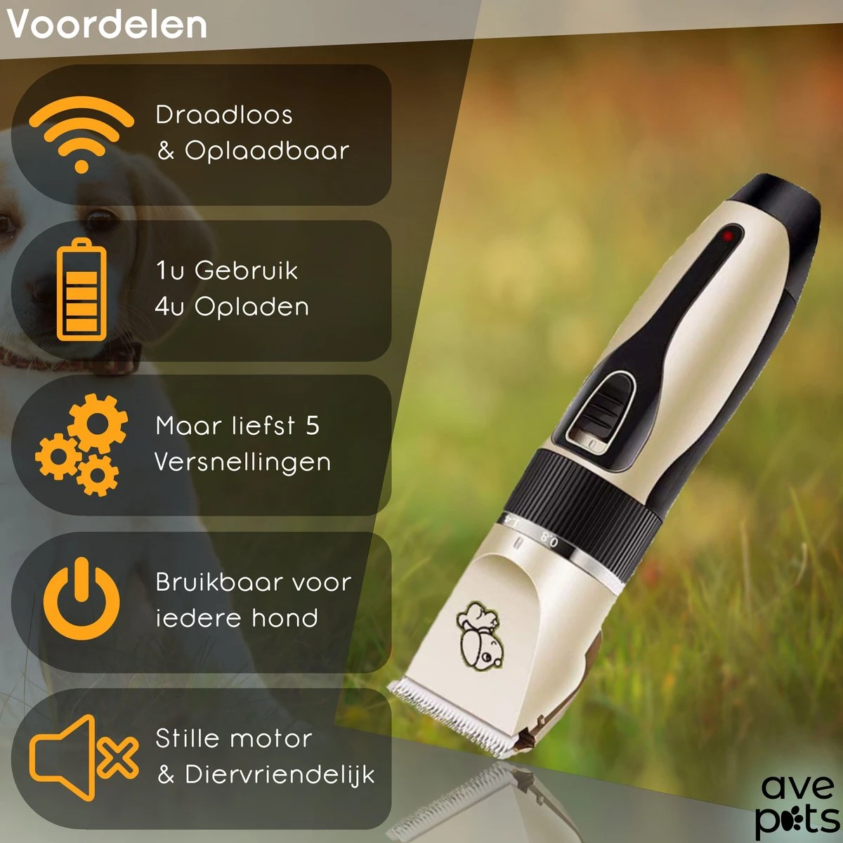 AVE Pets® Complete Hondentondeuse Set - Draadloos Tondeuse - Scheerapparaat Voor Je Hond Of Kat - Huisdier Trimmer - Professionele Dierentondeuse - Dieren Verzorging 11 AVE Pets® Complete Hondentondeuse Set - Draadloos Tondeuse - Scheerapparaat Voor Je Hond Of Kat - Huisdier Trimmer - Professionele Dierentondeuse - Dieren Verzorging - Afbeelding 9
