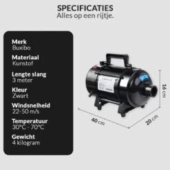 Hondenföhn/Waterblazer - Verstelbare Vermogen Standen (500W Tot 2400W) En Verstelbare Temperatuur - Zwart 16 Hondenföhn/Waterblazer - Verstelbare Vermogen Standen (500W Tot 2400W) En Verstelbare Temperatuur - Zwart -DierenPlezier 1200x1200 362