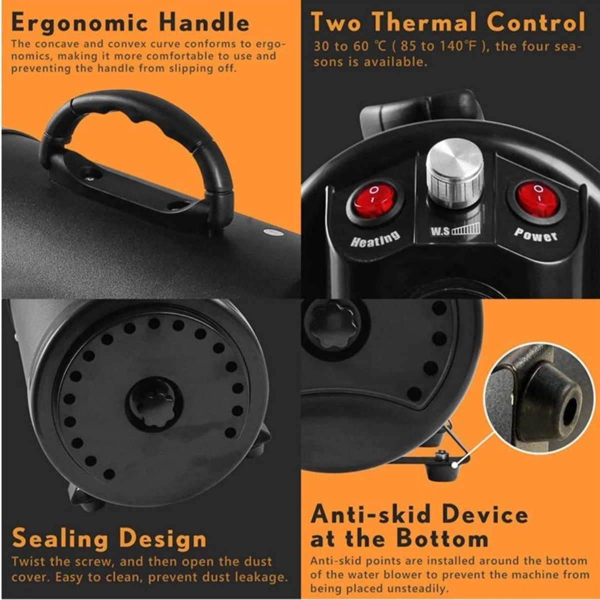 Merkloos Edward&DeVries Professionele Hondenföhn Met 4 Opzetstukken – Waterblazer Voor Honden – Stil Design – Krachtig + Extra Filter - Zwart 5 Merkloos Edward&DeVries Professionele Hondenföhn Met 4 Opzetstukken – Waterblazer Voor Honden – Stil Design – Krachtig + Extra Filter - Zwart - Afbeelding 3