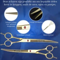 Scharenset Hond - 8-Delige Scharenset - Hondenschaar - Trimset - Trimschaar Voor Honden - Huisdier Knipset - Effileerschaar Hond - Goud 12 Scharenset Hond - 8-Delige Scharenset - Hondenschaar - Trimset - Trimschaar Voor Honden - Huisdier Knipset - Effileerschaar Hond - Goud -DierenPlezier 1200x1200 424