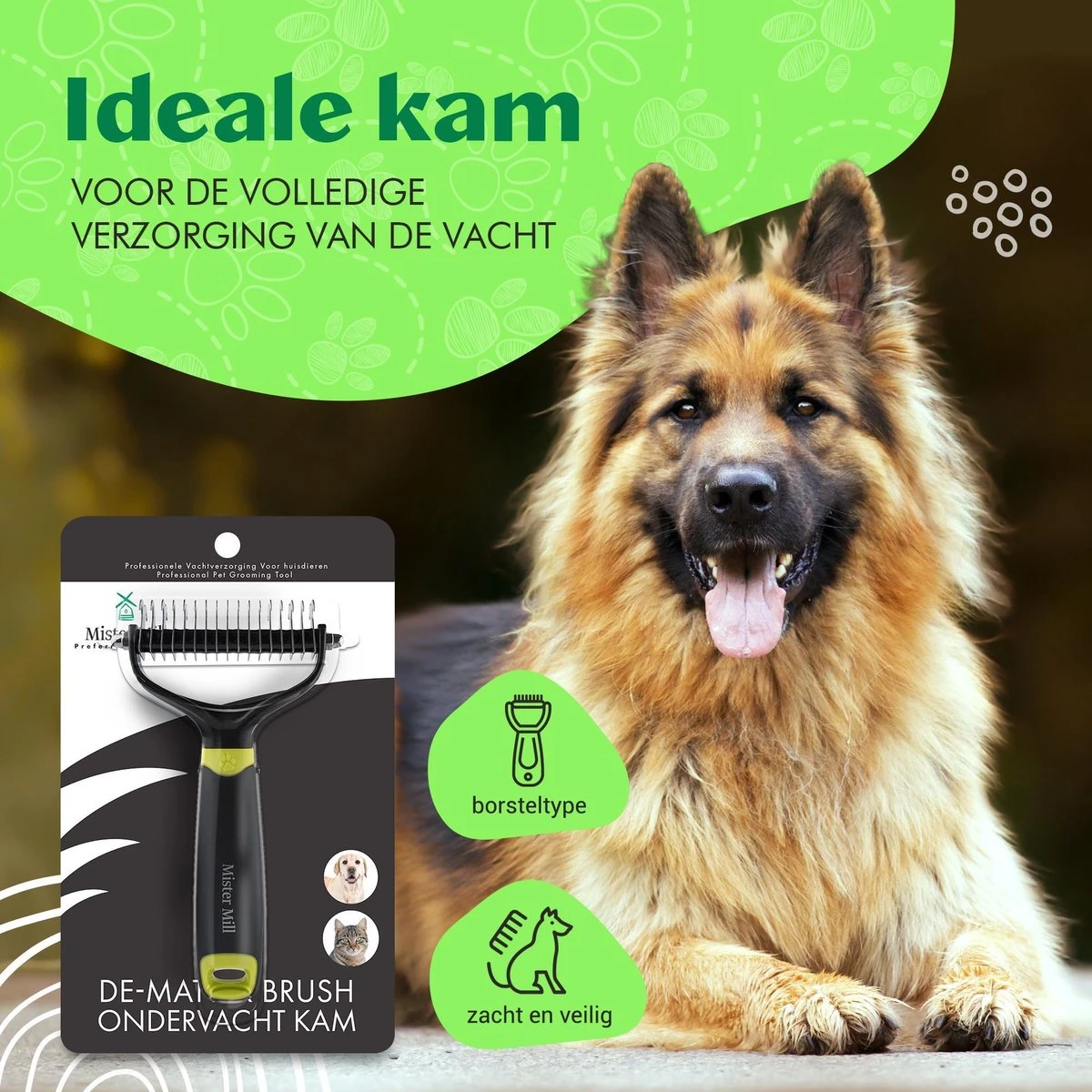 Mister Mill Professionele 2-Zijdige Ondervacht Kam Voor Hond En Kat – Honden/Kattenborstel – Klittenkam – 9,5 Cm. 9 Mister Mill Professionele 2-Zijdige Ondervacht Kam Voor Hond En Kat – Honden/Kattenborstel – Klittenkam – 9,5 Cm. - Afbeelding 7