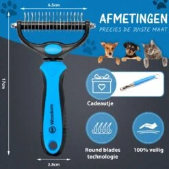 Hoogwaardige 2-Zijdige Hondenkam Hondenborstel Borstel Hond Klittenkam - Ondervacht Kam - Honden Borstel - Honden Kam - Hondenborstel Langharig - Hondenborstel Kortharig - Verwijdert Klitten - Voorkomt Verharing - Blauw - Woodoro 14 Hoogwaardige 2-Zijdige Hondenkam Hondenborstel Borstel Hond Klittenkam - Ondervacht Kam - Honden Borstel - Honden Kam - Hondenborstel Langharig - Hondenborstel Kortharig - Verwijdert Klitten - Voorkomt Verharing - Blauw - Woodoro -DierenPlezier 1200x1200 481
