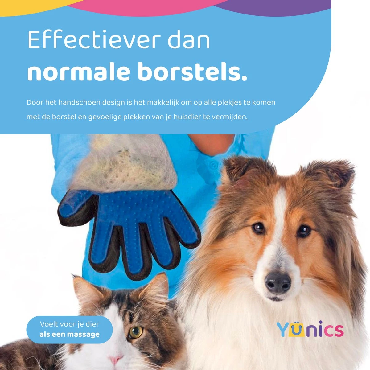 YUNICS® Dieren Handschoen - Haarverwijderaar Voor Huisdieren - Kattenborstel - Hondenborstel - Hondenkam - Kattenhaarverwijderaar - Blauw 4 YUNICS® Dieren Handschoen - Haarverwijderaar Voor Huisdieren - Kattenborstel - Hondenborstel - Hondenkam - Kattenhaarverwijderaar - Blauw - Afbeelding 3