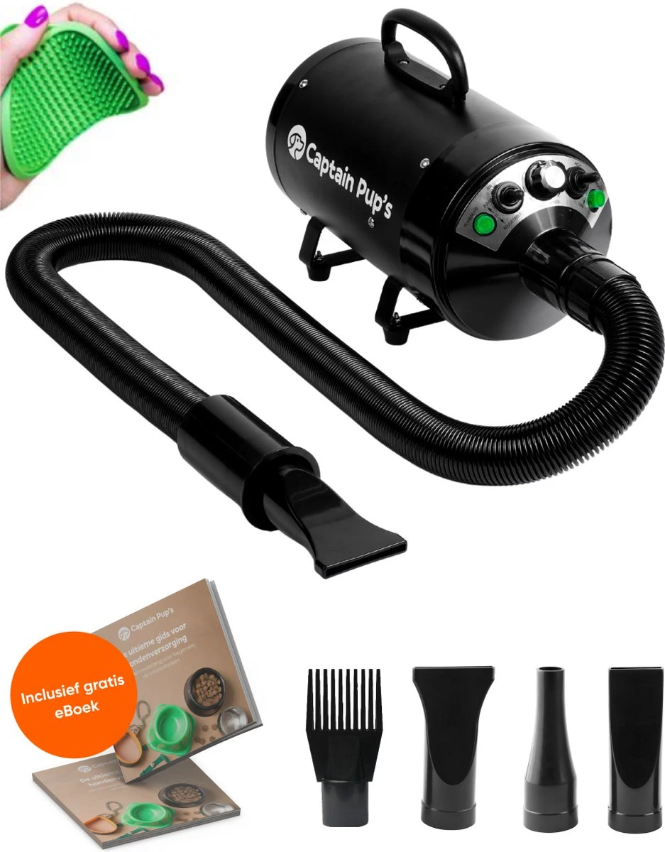 Captain Pup's Professionele Hondenföhn Met 4 Opzetstukken - Bijgeleverde Hondenborstel - Waterblazer Voor Honden - Zwart 3 Captain Pup's Professionele Hondenföhn Met 4 Opzetstukken - Bijgeleverde Hondenborstel - Waterblazer Voor Honden - Zwart
