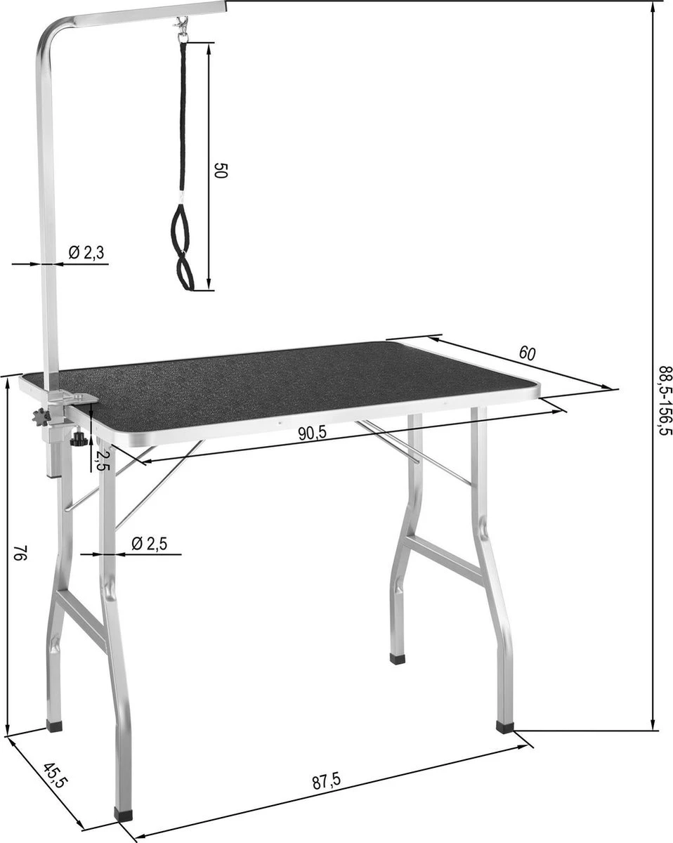 Tectake- Trimtafel Met Lus - Tafelhoogte: 76 Cm - Zwart / Grijs - 402892 8 Tectake- Trimtafel Met Lus - Tafelhoogte: 76 Cm - Zwart / Grijs - 402892 - Afbeelding 6