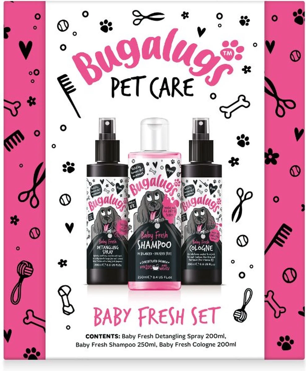 Bugalugs - Vachtverzorging Hond - Baby Fresh Gift Set - Hondenshampoo - Hondenparfum - Anti-klit Spray - 650 Ml - Kerstcadeau 4 Bugalugs - Vachtverzorging Hond - Baby Fresh Gift Set - Hondenshampoo - Hondenparfum - Anti-klit Spray - 650 Ml - Kerstcadeau - Afbeelding 2